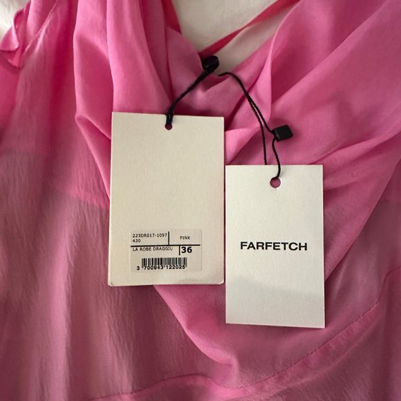 Jacquemus La Robe Draggiu Sheer Silk Chiffon Gown, size 36 still with tags! - Picture 6 of 8